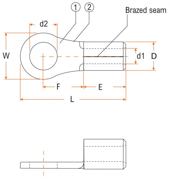 Copper Open End Terminals 95mm | Qty 10 - 