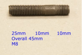 Exhaust Manifold Studs M8 x 45mm | Morris Nissan Simca | Qty: 20 -  UK