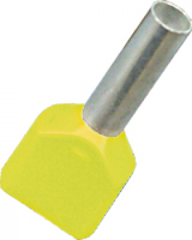 Twin Cord End | 6.0mm² Yellow | Qty: 100 - 